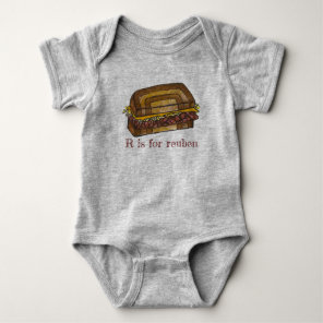 R is for Reuben Sandwich Foodie Alphabet Initial Baby Bodysuit