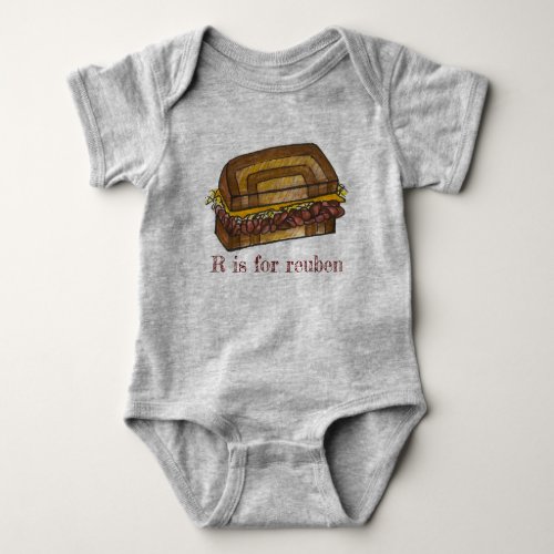 R is for Reuben Sandwich Foodie Alphabet Initial Baby Bodysuit