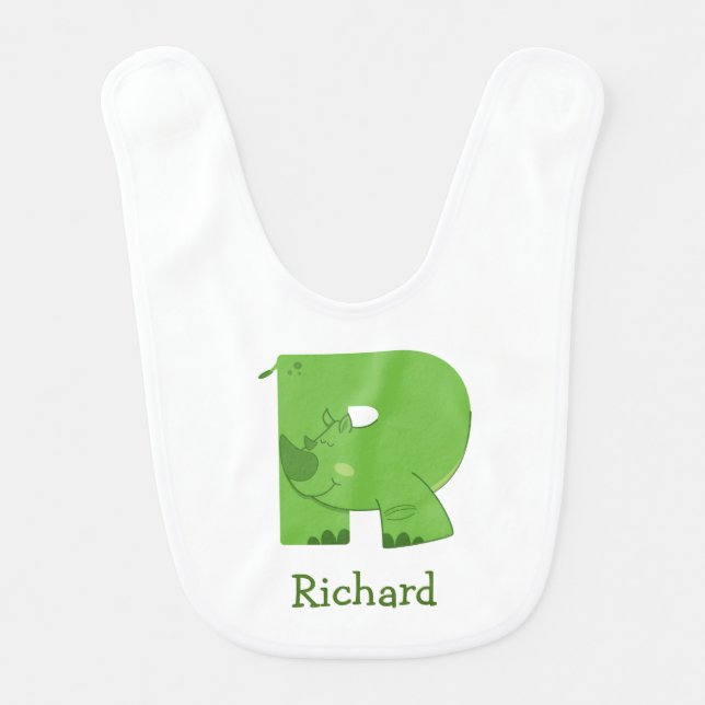 R is for Rhino Baby Bib (Front)
