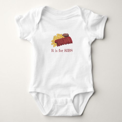 R is for RIBS Barbecue BBQ Spare Rib Alphabet Fun Baby Bodysuit