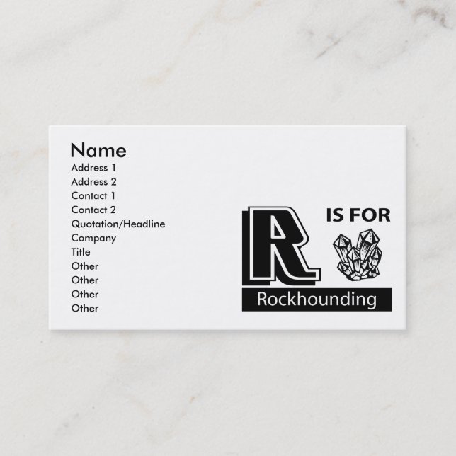 R Is For Rockhounding Business Card (Front)