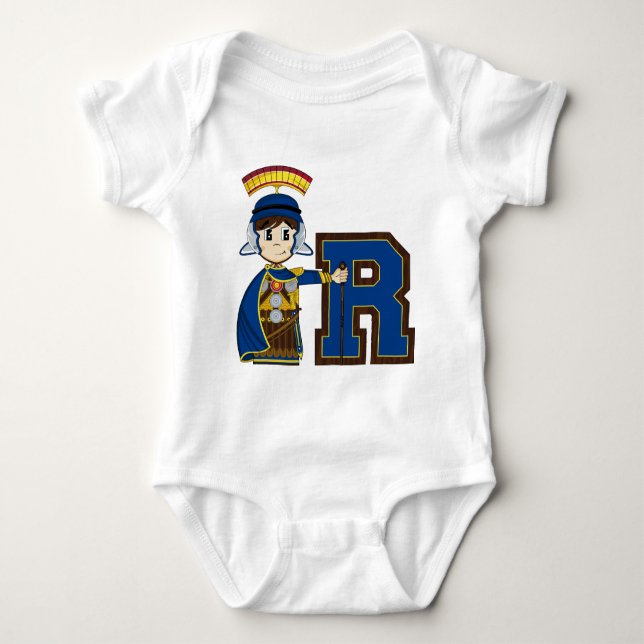 R is for Roman Soldier Baby Bodysuit (Front)