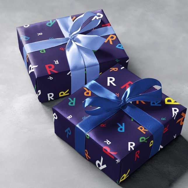 R letter custom name-initial colorful wrapping paper (Creator Uploaded)