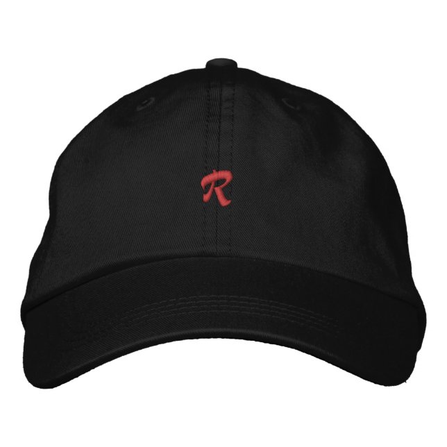 R Letter Initial Cap - Monogram Embroidered Hat (Front)