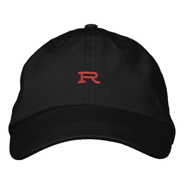 R Letter Initial Cap - Monogram Embroidered Hat (Front)