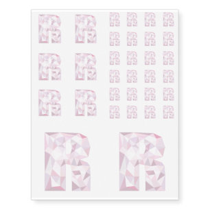 R - Low Poly Triangles - Neutral Pink Purple Gray Temporary Tattoos