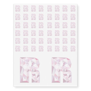 R - Low Poly Triangles - Neutral Pink Purple Gray Temporary Tattoos