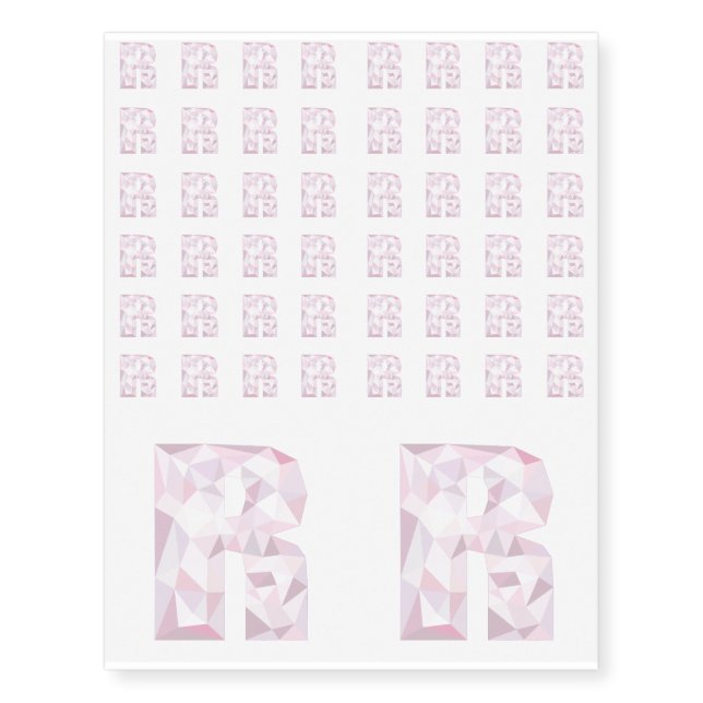 R - Low Poly Triangles - Neutral Pink Purple Gray Temporary Tattoos (Front)