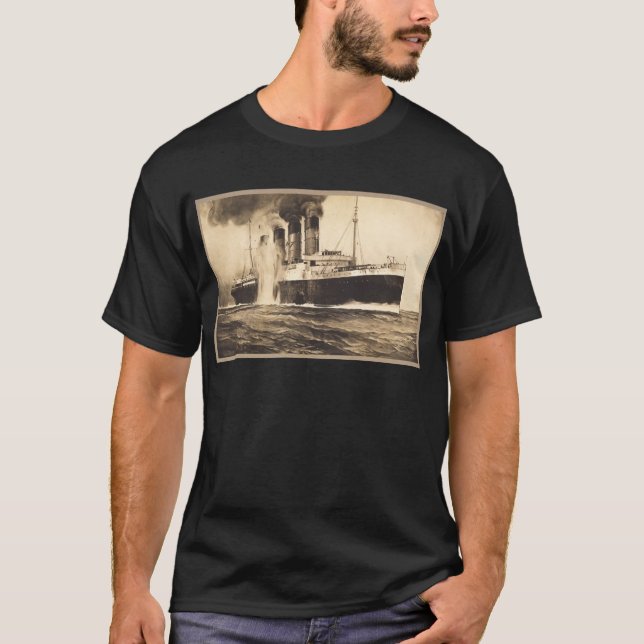 R.M.S. Lusitania Hit by Torpedos off Kinsale Head T-Shirt (Front)