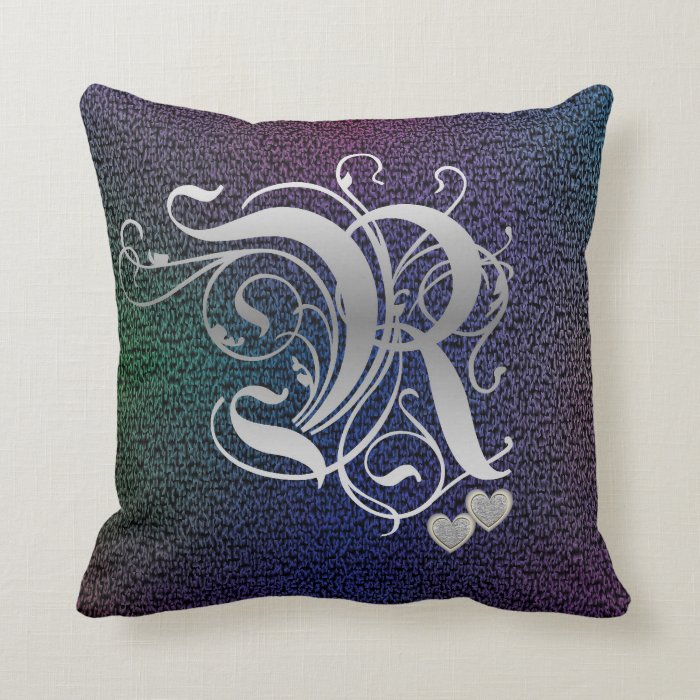 ‘R’ Medieval Vines Monogram Throw Pillows Pillow