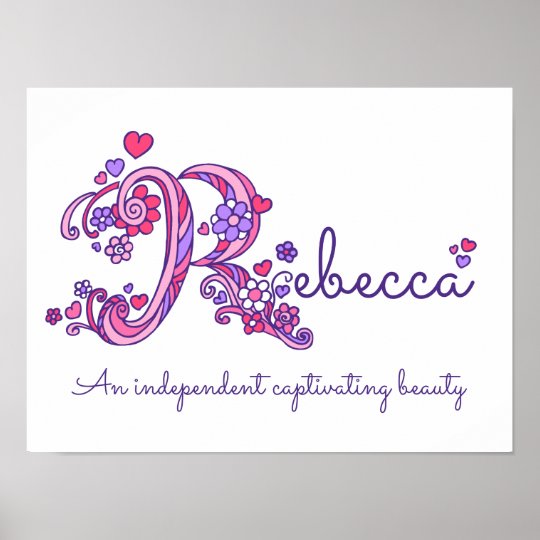 R Monogram Art Rebecca Girls Name Meaning Poster