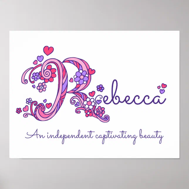 R Monogram Art Rebecca Girls Name Meaning Poster Zazzle 