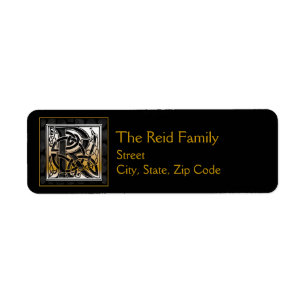R Monogram "Black Stone" design Address Labels