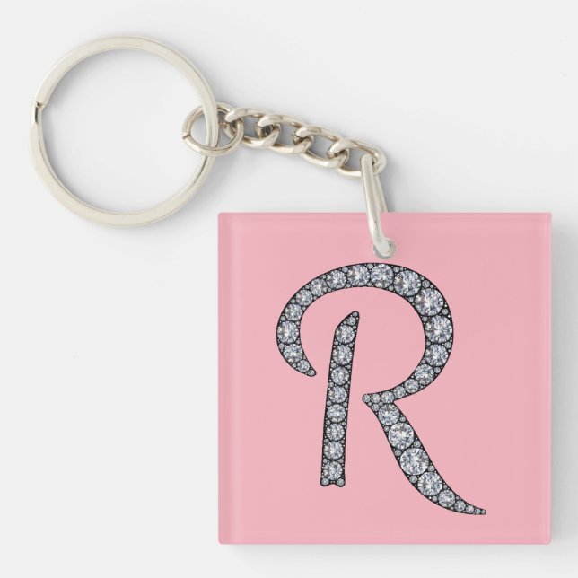 R monogram bling keychain (Front)