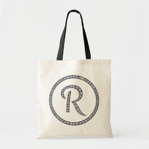 R monogram bling tote bag