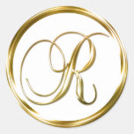R Monogram Faux Gold Envelope Or Favor Seal at Zazzle