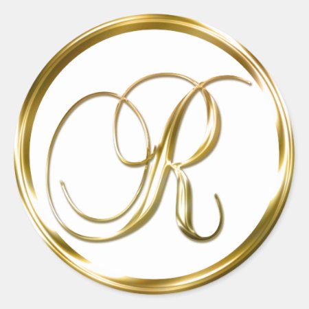 R Monogram Faux Gold Envelope Or Favor Seal