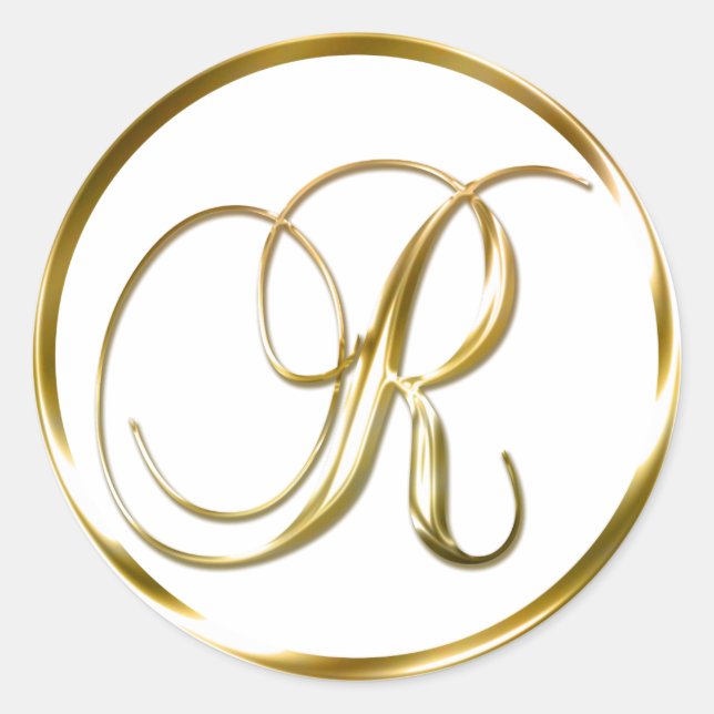R Monogram Faux Gold Envelope Or Favor Seal (Front)