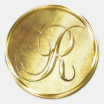 R Monogram Faux Gold Envelope Seal Stickers at Zazzle