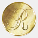 R Monogram Faux Gold Envelope Seal Stickers