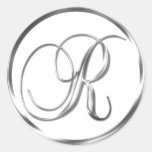 R Monogram Faux Silver Envelope Or Favor Seal
