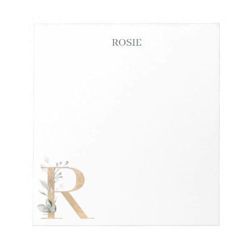 R Monogram Floral Notepad