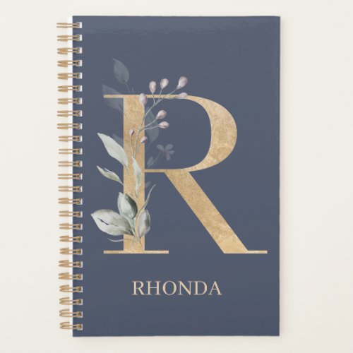 R Monogram Floral Personalized Planner
