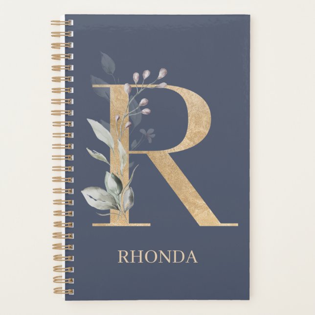 R Monogram Floral Personalized Planner (Front)