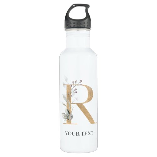 R Monogram Floral Personalized Stainless Steel Wat Stainless Steel Water Bottle