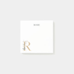 R Monogram Floral Post-it Notes