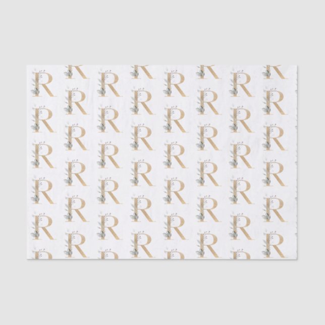 R Monogram Floral Wrapping Paper (Front)