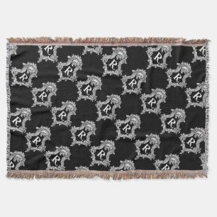 R Monogram Initial Throw Blanket