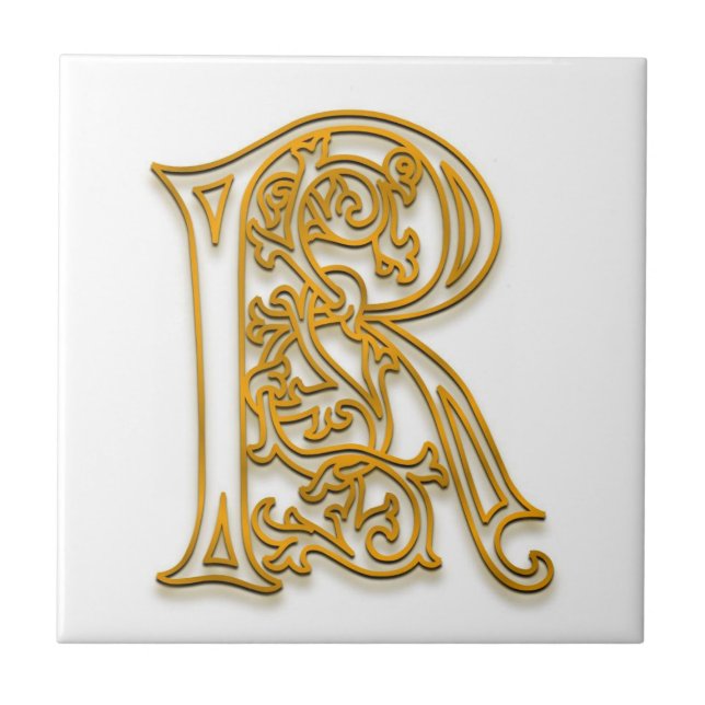 R Monogram "Irish Gold" Ceramic Tile (Front)