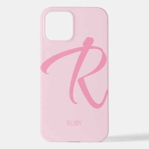 R Monogram Personalized Pink iPhone Case