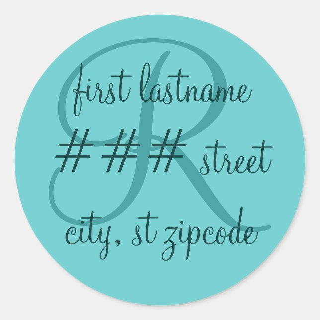 "R" monogram return address label - personalize (Front)