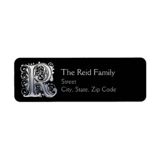 R Monogram "Silver Lace" design Address Lables Label