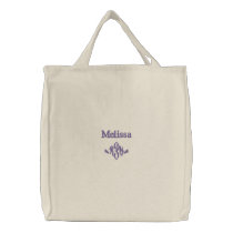 R.P.N.-Personalize Name with Monogram Embroidered Tote Bag