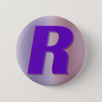 R Purple Monogram Button by DonnaGrayson at Zazzle