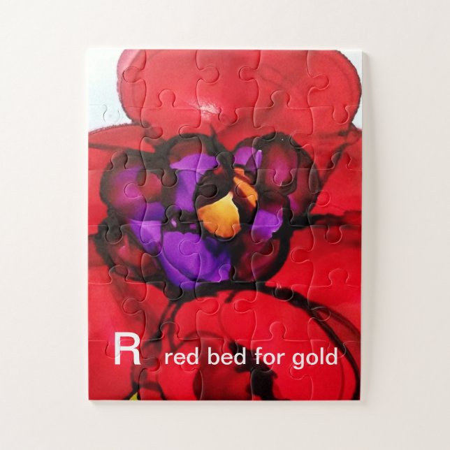R - Red Bed for Gold Alphabet Art Puzzle (Vertical)