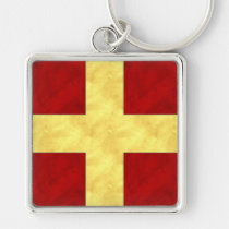 R Romeo Watercolor Nautical Signal Maritime Flag Keychain