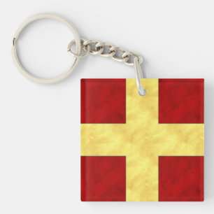 R Romeo Watercolor Nautical Signal Maritime Flag Keychain