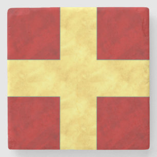 R Romeo Watercolor Nautical Signal Maritime Flag Stone Coaster