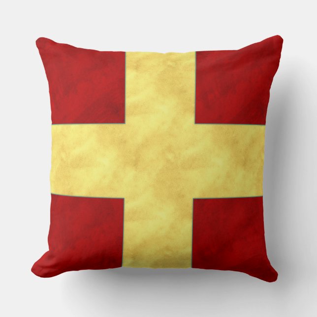 R Romeo Watercolor Nautical Signal Maritime Flag Throw Pillow (Front)