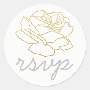 r.s.v.p. rose flower, floral rsvp wedding classic round sticker