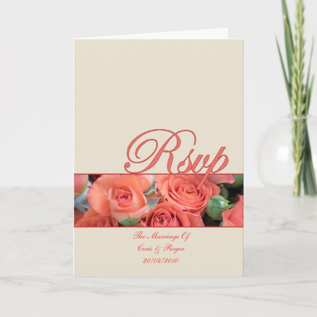 R.S.V.P, RSVP, Wedding Acknowledgment Card With R (Front)