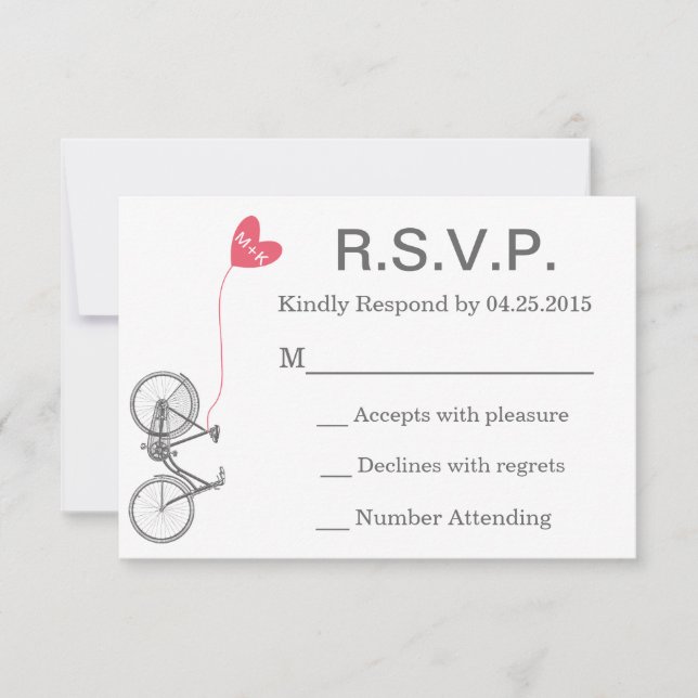 R.S.V.P. Wedding Invite Bike and Heart (Front)