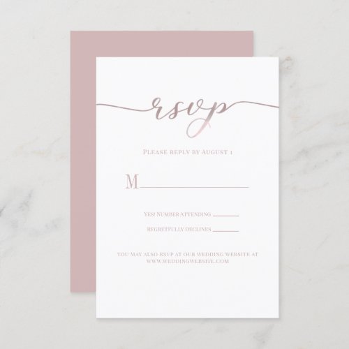 RSVP Wedding Reply Enclosure Card Pink Script