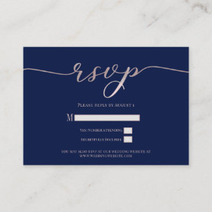 R.S.V.P. Wedding Reply Enclosure Navy Pink Script Business Card