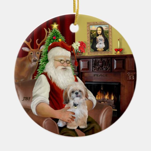 R_Santa_Shih Tzu P Ceramic Ornament