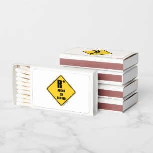 R-Star Ahead Or Behind Yellow Diamond Warning Sign Matchboxes